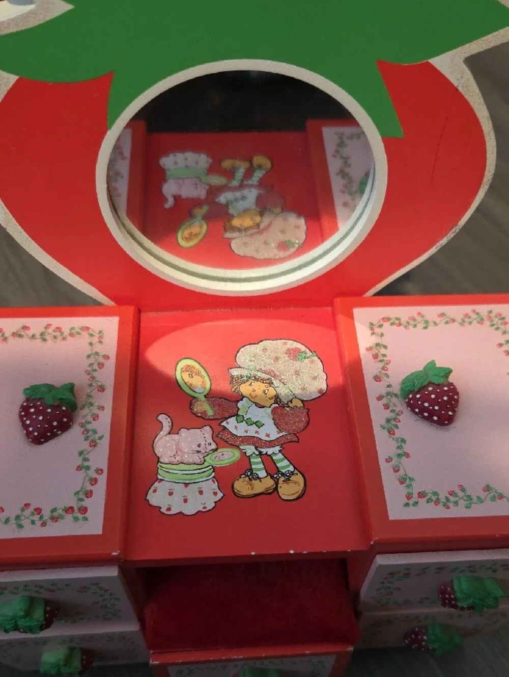 Strawberry Shortcake Wooden Jewelry Box with Mirror
